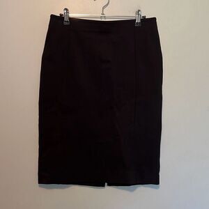 Ann Taylor Women's Black Rayon Blend Split Straight Pencil Midi Skirt